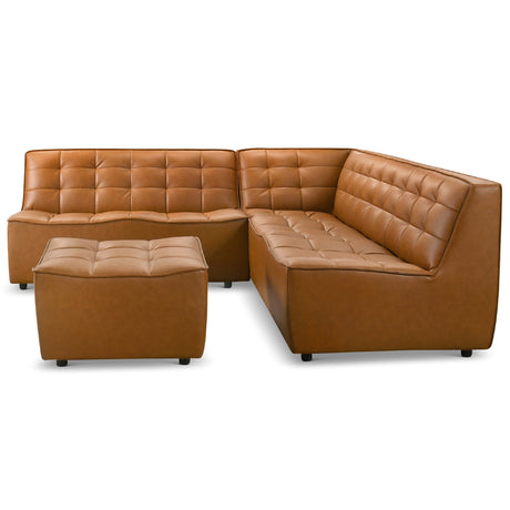 Selen Cognac Corner Sectional Sofa with Ottoman from Midinmod - Luna Furniture