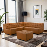 Selen Cognac Corner Sectional Sofa with Ottoman from Midinmod - Luna Furniture