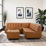 Selen Cognac Corner Sectional Sofa with Ottoman from Midinmod - Luna Furniture