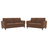 Selma Rust 2-Piece Velvet Upholstered Crescent Arm Sofa Set from Coaster - Luna Furniture