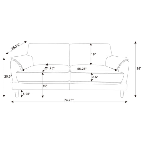 Selma Rust 2-Piece Velvet Upholstered Crescent Arm Sofa Set from Coaster - Luna Furniture