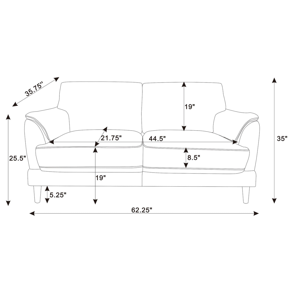 Selma Rust 2-Piece Velvet Upholstered Crescent Arm Sofa Set from Coaster - Luna Furniture