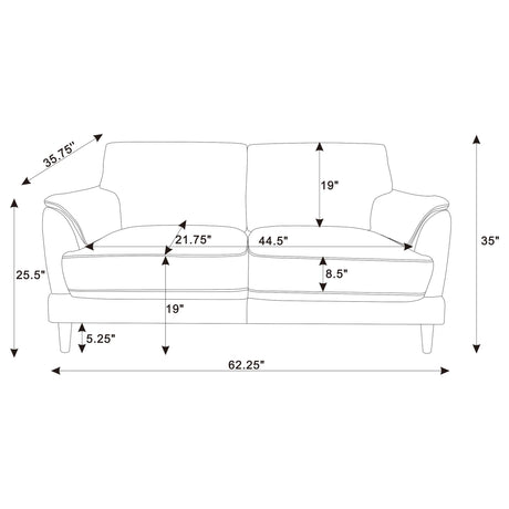 Selma Rust 2-Piece Velvet Upholstered Crescent Arm Sofa Set from Coaster - Luna Furniture