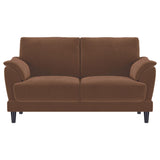 Selma Rust 2-Piece Velvet Upholstered Crescent Arm Sofa Set from Coaster - Luna Furniture