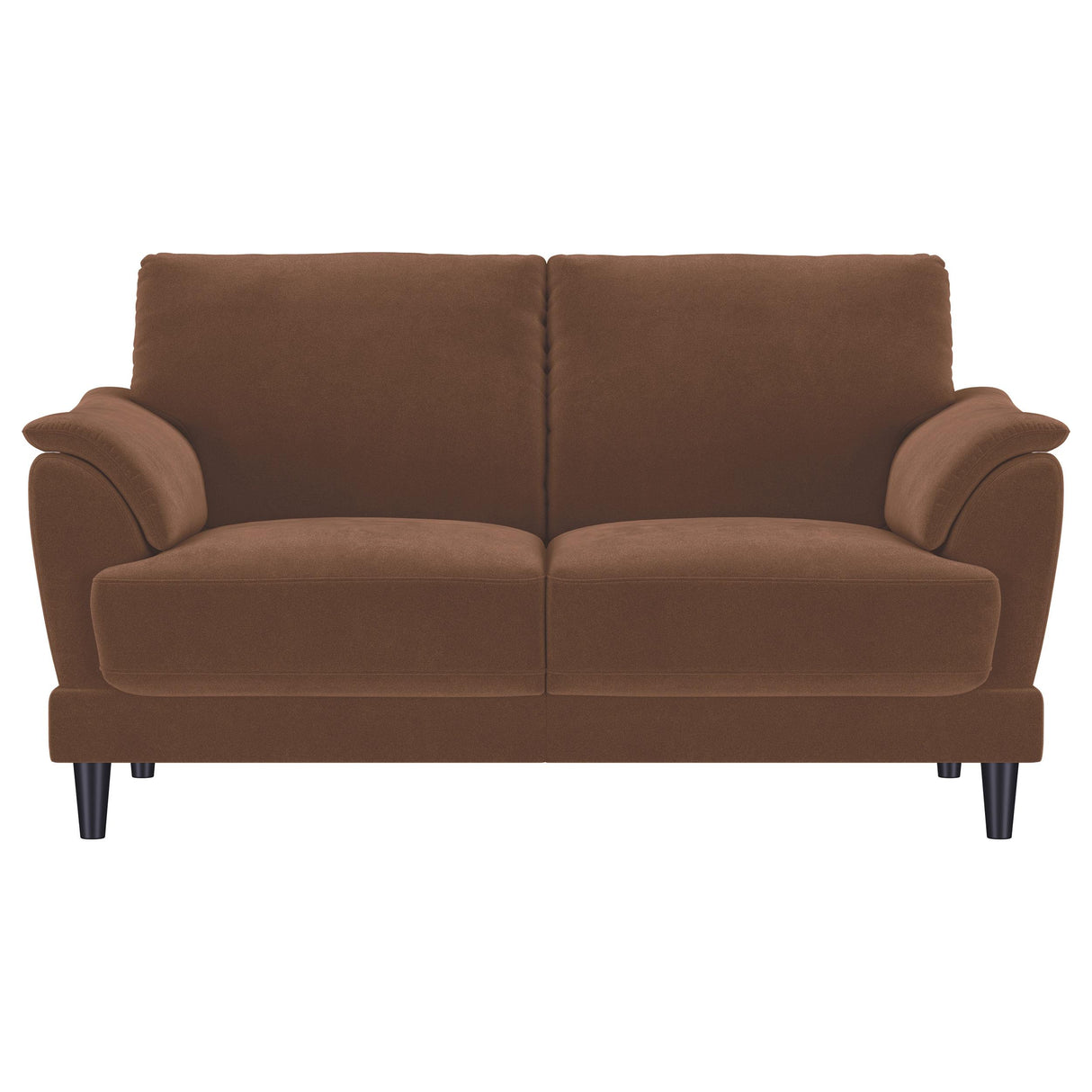 Selma Rust Velvet Crescent Arm Loveseat from Coaster - Luna Furniture