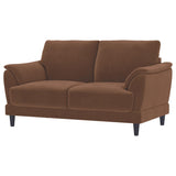 Selma Rust Velvet Crescent Arm Loveseat from Coaster - Luna Furniture
