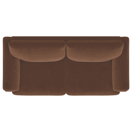 Selma Rust Velvet Crescent Arm Sofa from Coaster - Luna Furniture