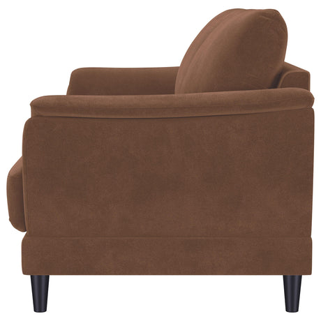Selma Rust Velvet Crescent Arm Sofa from Coaster - Luna Furniture