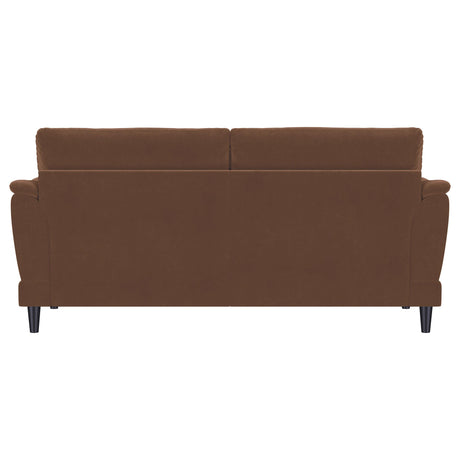 Selma Rust Velvet Crescent Arm Sofa from Coaster - Luna Furniture