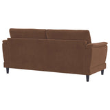 Selma Rust Velvet Crescent Arm Sofa from Coaster - Luna Furniture