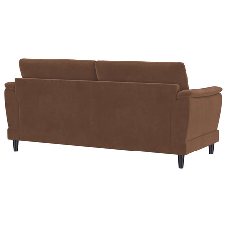 Selma Rust Velvet Crescent Arm Sofa from Coaster - Luna Furniture