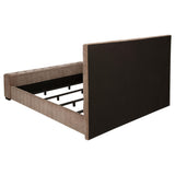 Senna Brown Upholstered California King Audio Fireplace Bed from Coaster - Luna Furniture