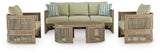 Serena Shores Outdoor Sofa and 2 Chairs with Coffee Table in Beige/Green from Ashley - Luna Furniture