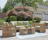 Serena Shores Outdoor Sofa and 2 Chairs with Coffee Table in Beige/Green from Ashley - Luna Furniture