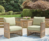 Serena Shores Outdoor Sofa and 2 Chairs in Beige/Green from Ashley Furniture - Luna Furniture