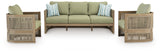 Serena Shores Outdoor Sofa and 2 Chairs in Beige/Green from Ashley Furniture - Luna Furniture