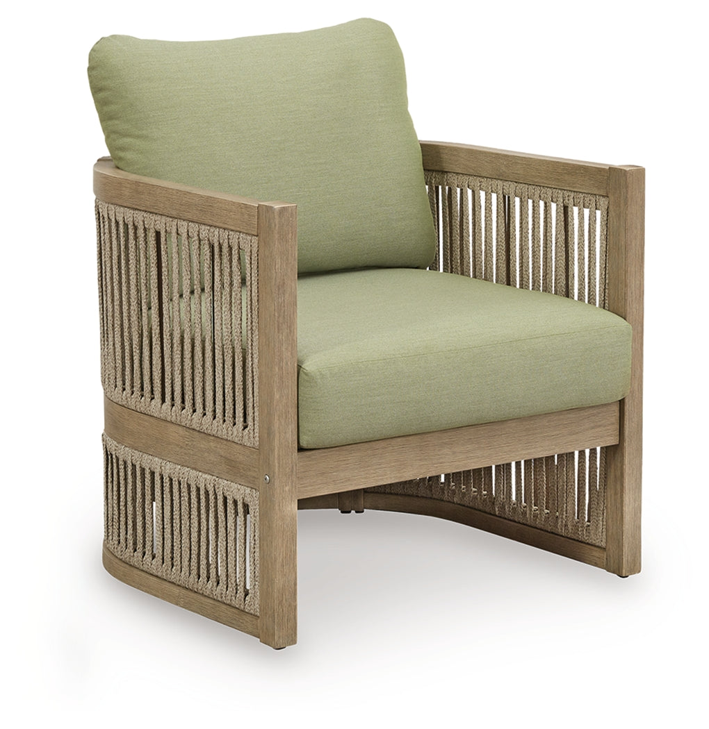 Serena Shores Outdoor Sofa and 2 Chairs in Beige/Green from Ashley Furniture - Luna Furniture