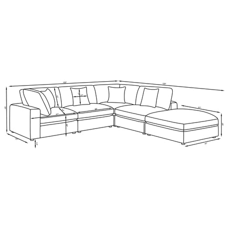 Serene Beige 5-Piece Upholstered Modular Sectional with Ottoman from Coaster - Luna Furniture