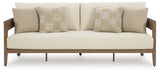 Serene Bay Dark Brown/White Outdoor Sofa with Cushion from Ashley - Luna Furniture