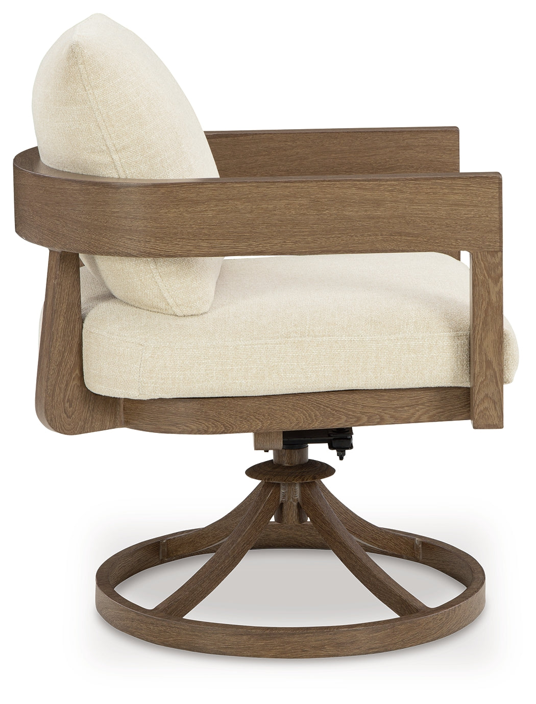 Serene Bay Dark Brown/White Outdoor Swivel Dining Chair with Cushion from Ashley - Luna Furniture
