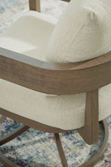 Serene Bay Dark Brown/White Outdoor Swivel Dining Chair with Cushion from Ashley - Luna Furniture