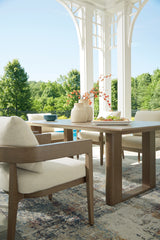 Serene Bay Outdoor Dining Table and 4 Chairs in Dark Brown from Ashley - Luna Furniture