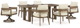 Serene Bay Outdoor Dining Table and 6 Chairs in Dark Brown from Ashley - Luna Furniture