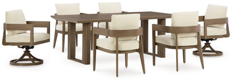 Serene Bay Outdoor Dining Table and 6 Chairs in Dark Brown from Ashley - Luna Furniture