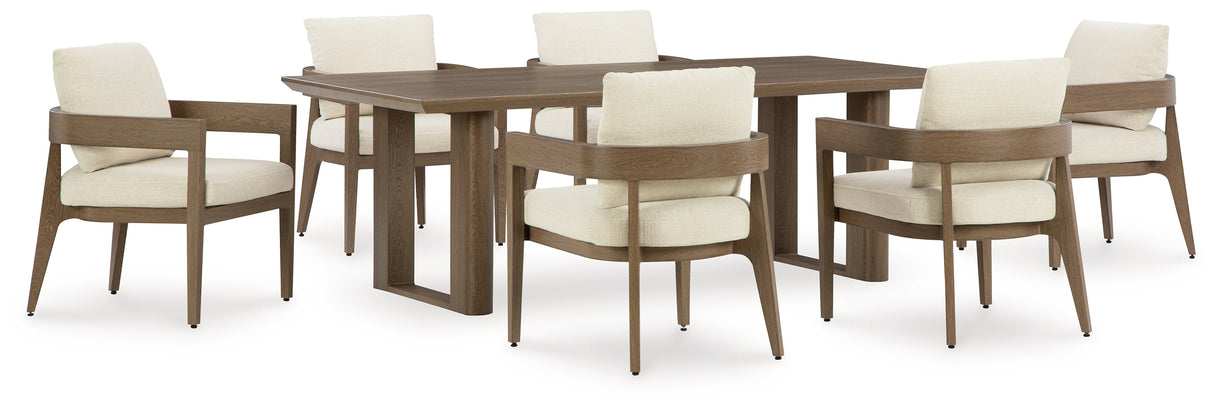 Serene Bay Outdoor Dining Table and 6 Chairs in Dark Brown from Ashley - Luna Furniture