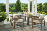 Serene Bay Outdoor Dining Table and 6 Chairs in Dark Brown from Ashley - Luna Furniture