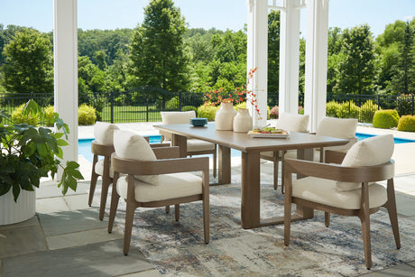 Serene Bay Outdoor Dining Table and 6 Chairs in Dark Brown from Ashley - Luna Furniture