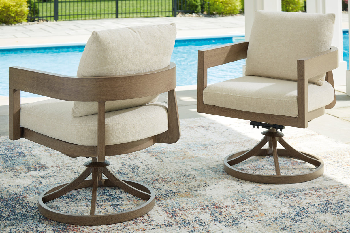 Serene Bay Outdoor Dining Table and 6 Chairs in Dark Brown from Ashley Furniture - Luna Furniture