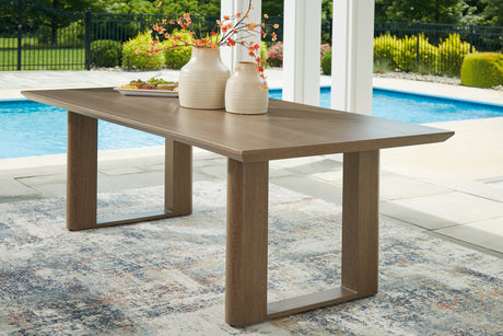 Serene Bay Outdoor Dining Table and 6 Chairs in Dark Brown from Ashley Furniture - Luna Furniture
