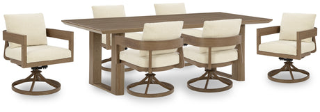 Serene Bay Outdoor Dining Table and 6 Chairs in Dark Brown from Ashley - Luna Furniture