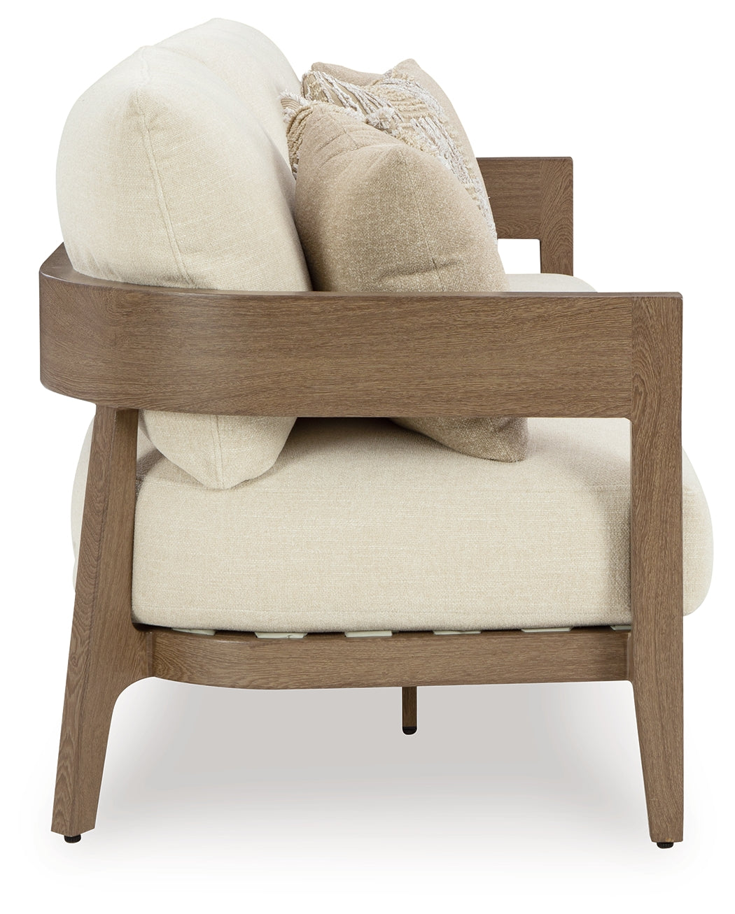 Serene Bay Outdoor Sofa and 2 Chairs with Coffee Table in Dark Brown/White from Ashley Furniture - Luna Furniture