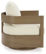 Serene Bay Outdoor Sofa and 2 Chairs with Coffee Table in Dark Brown/White from Ashley Furniture - Luna Furniture