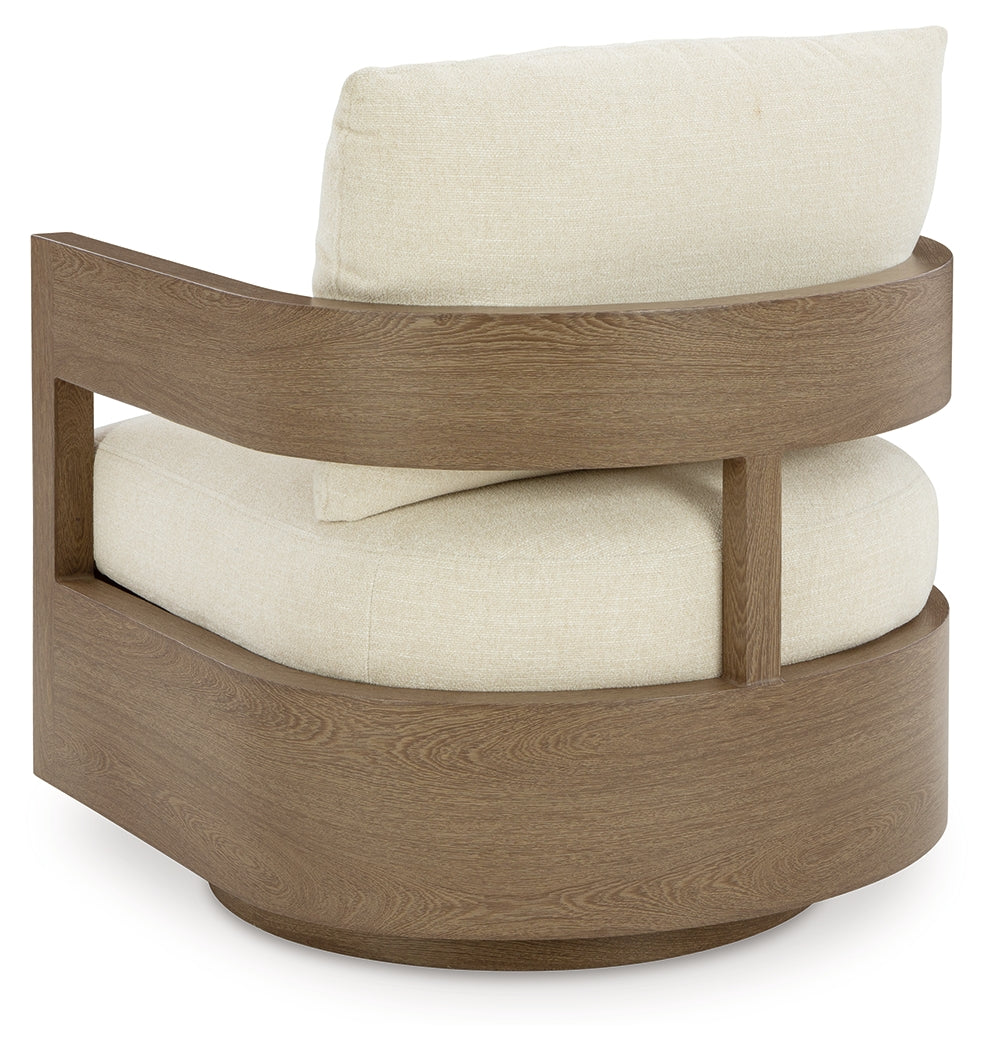 Serene Bay Outdoor Sofa and 2 Chairs with Coffee Table in Dark Brown/White from Ashley Furniture - Luna Furniture