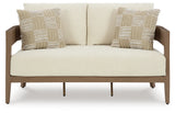 Serene Bay Outdoor Sofa and Loveseat in Dark Brown/White from Ashley Furniture - Luna Furniture