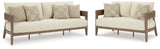 Serene Bay Outdoor Sofa and Loveseat in Dark Brown/White from Ashley Furniture - Luna Furniture