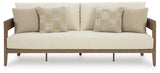 Serene Bay Outdoor Sofa and Loveseat in Dark Brown/White from Ashley Furniture - Luna Furniture