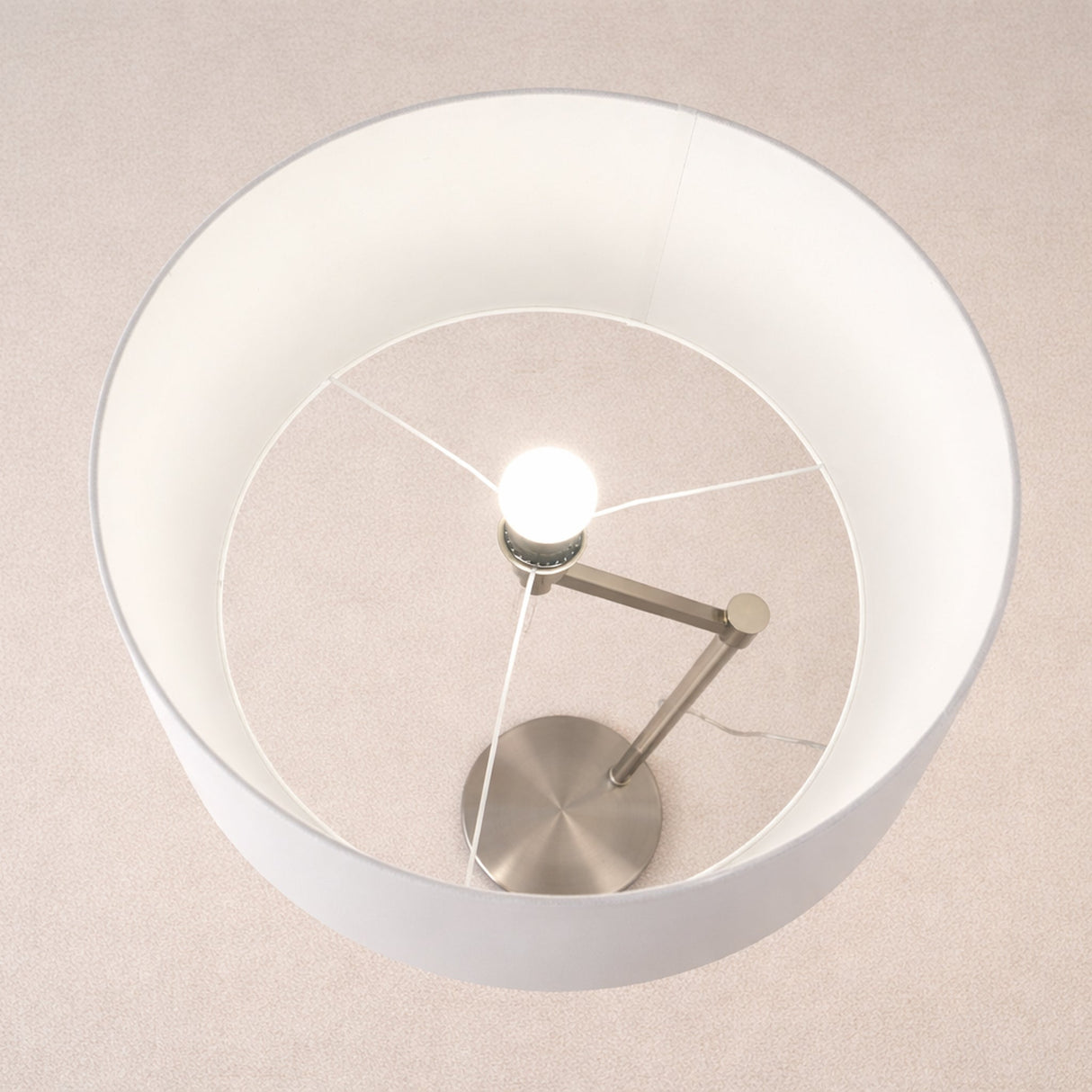 Serene Brushed Nickel Floor Lamp with Rotary Switch Metal Base White Linen Shade from Ashcroft Furniture - Luna Furniture