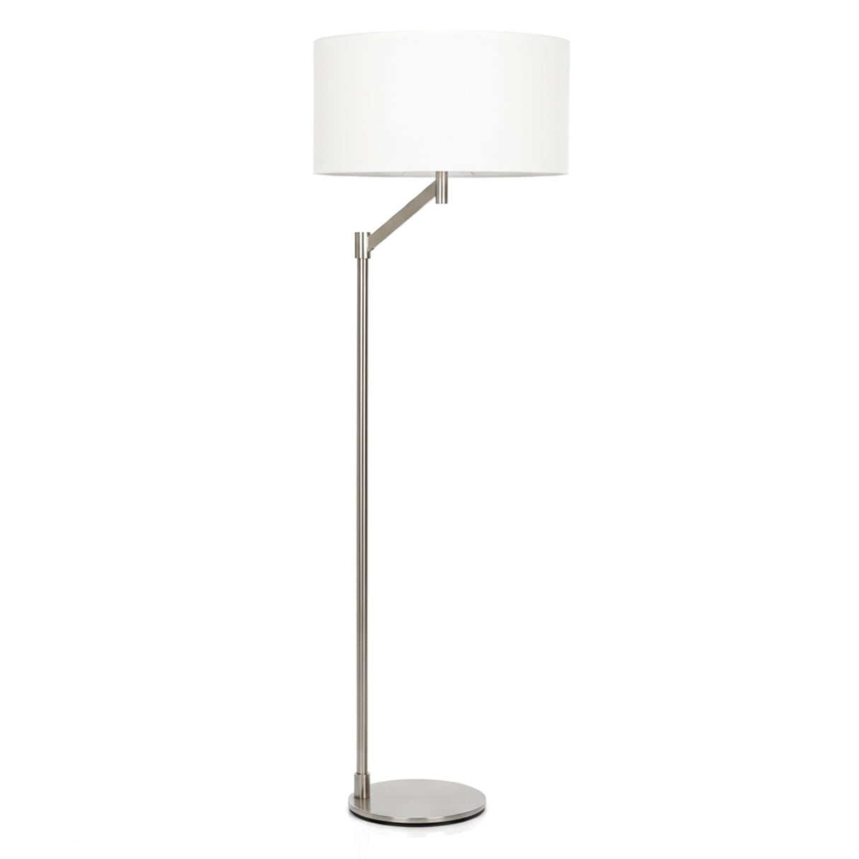 Serene Brushed Nickel Floor Lamp with Rotary Switch Metal Base White Linen Shade from Ashcroft Furniture - Luna Furniture