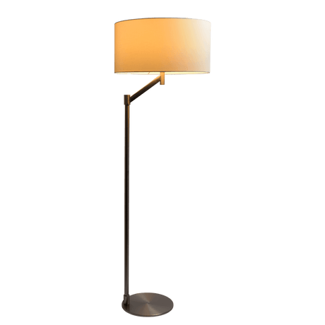 Serene Brushed Nickel Floor Lamp with Rotary Switch Metal Base White Linen Shade from Midinmod - Luna Furniture
