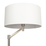 Serene Brushed Nickel Floor Lamp with Rotary Switch Metal Base White Linen Shade from Midinmod - Luna Furniture
