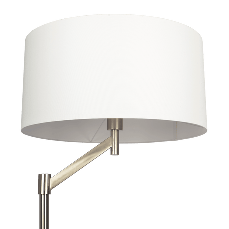 Serene Brushed Nickel Floor Lamp with Rotary Switch Metal Base White Linen Shade from Midinmod - Luna Furniture