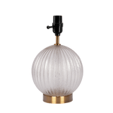 Serenity Round Ribbed Glass Lamp Base Clear Table Lamp Large Linen Shade from Midinmod - Luna Furniture