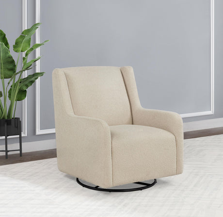 Serra Sandy Beige Boucle Swivel Glider Recliner from Coaster - Luna Furniture