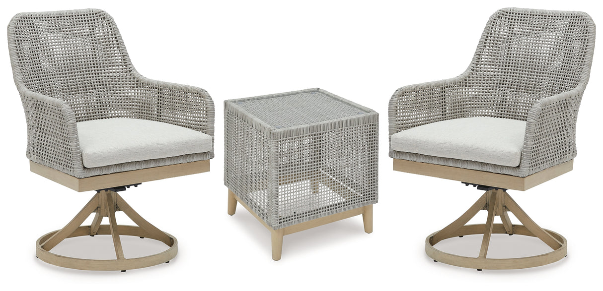 Seton Creek 2 Outdoor Chairs with End Table in Gray from Ashley - Luna Furniture