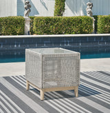 Seton Creek 2 Outdoor Lounge Chairs with End Table in Gray from Ashley - Luna Furniture