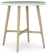Seton Creek Beige Outdoor Bar Table from Ashley - Luna Furniture